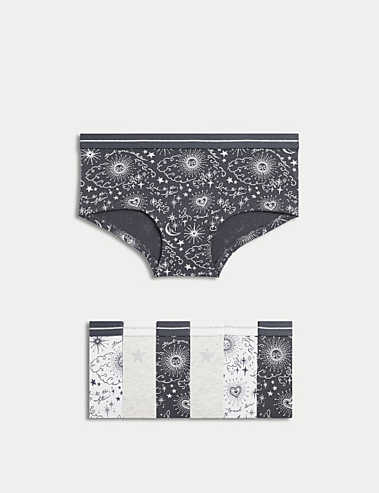 7pk Cotton with Stretch Cosmic Knicker Shorts (5-16 Yrs)