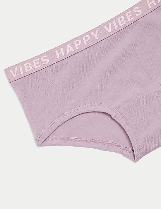 7pk Cotton with Stretch Slogan Waistband Shorts (5-16 Yrs)