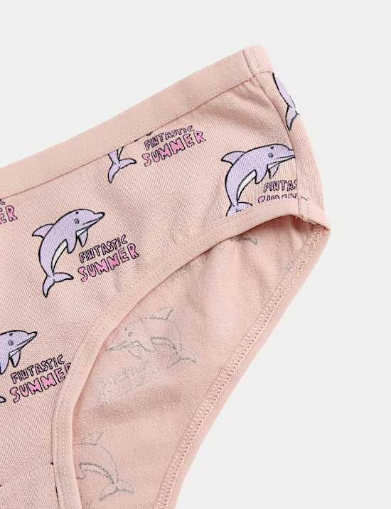7pk Cotton with Stretch Dolphin Knickers (2-12 Yrs)
