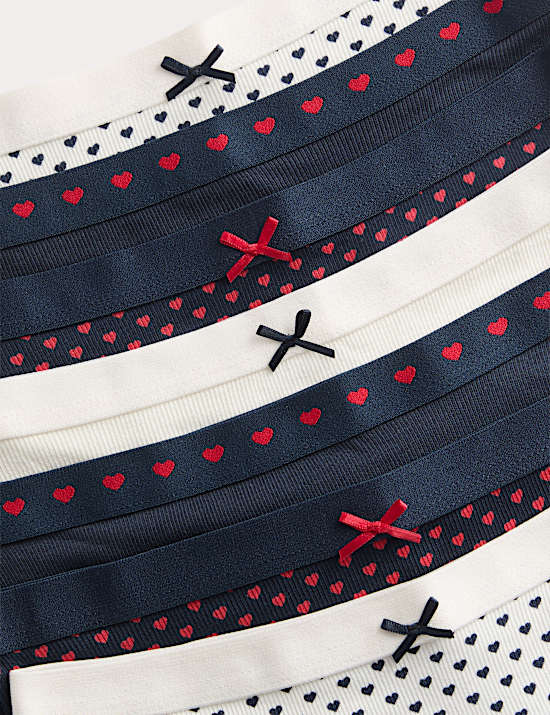 מארז 7 תחתונים מבד נמתח עשיר בכותנה בדוגמת לבבות (5-‏16 שנים)