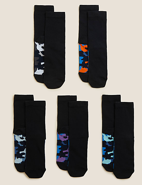 5pk Cotton Rich Camouflage Socks