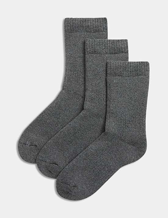 3pk Cotton Blend Thermal Socks (7-10 Yrs)