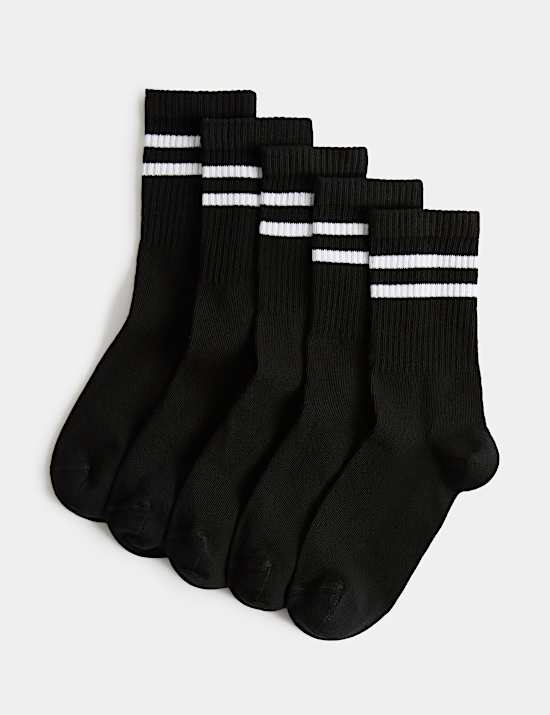 5 Pack Cotton Rich Sports Striped Socks