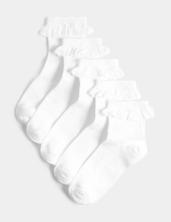 5 Pack Cotton Rich Frill Ankle Socks