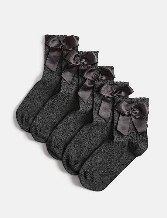 Lot de 5 paires de chaussettes mi-bas en coton avec n&oelig;ud (du 23 au 40,5)