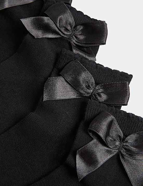 5 Pack Cotton Rich Ankle Bow Socks (6 Small-7 Large)