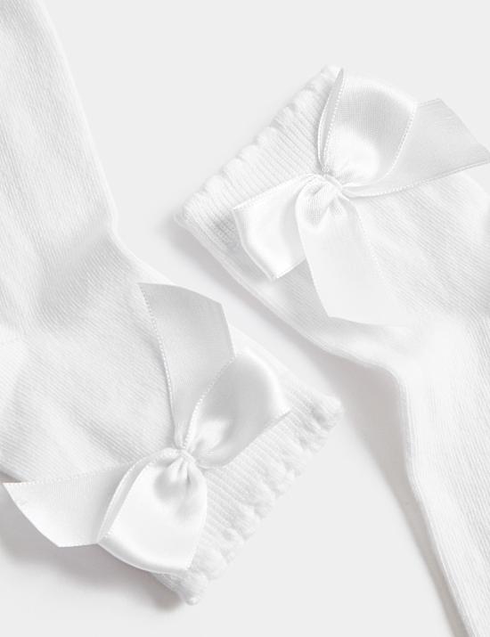 5 Pack Cotton Rich Knee High Bow Socks (6 Small-7 Large)
