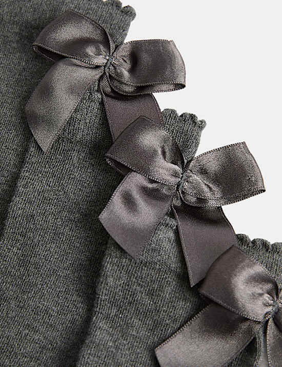 3 Pack Cotton Rich Bow Knee High Socks