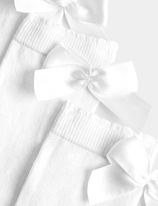 3 Pack Cotton Rich Bow Knee High Socks