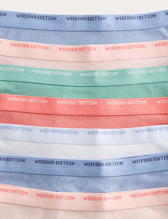 7 Pack Cotton Rich Ribbed Knicker Shorts (5-16 Yrs)