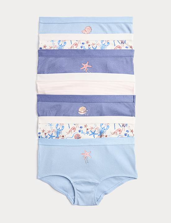 7 Pack Seashell Print Shorts (5-16 Yrs)