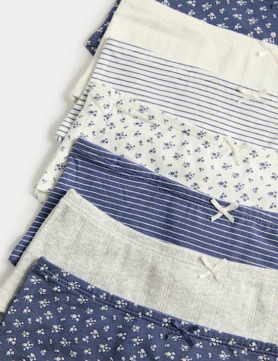 7 Pack Floral Stripe Pointelle Shorts (5-16 Yrs)