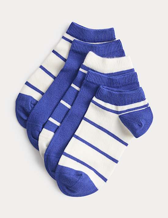 5 paar geribbelde sokken Liners&trade; met streepmotief (maat 23-40,5)
