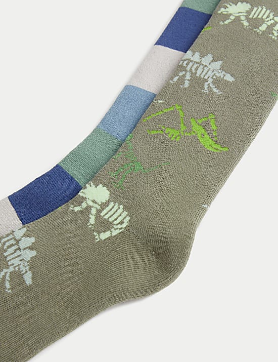 2pk Cotton Rich Dino Welly Socks (6 Small - 3.5 Large)