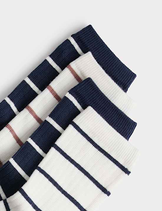 4 Pack Coloured Rib Stripe Socks (6 Small-7 Large)
