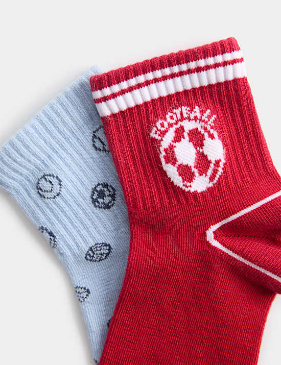 4 Pack Football Graphic Cotton Rich Socks (6 Small - 7 Large)
