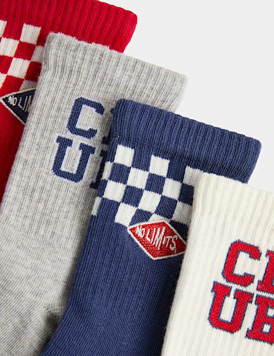 4 Pack Checked Socks (6 Small-7 Large)