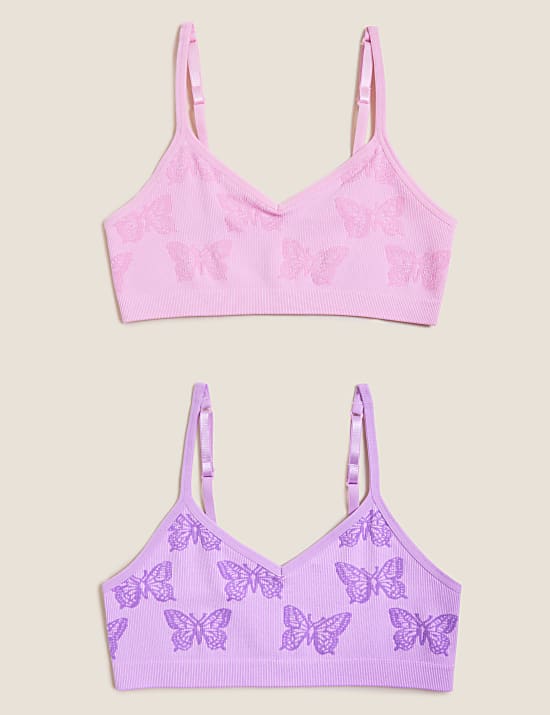 2pk Seamfree Butterfly Crop Tops (9-16 Yrs)