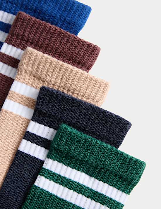 5pk Striped Ribbed Socks (6 Small - 7 Large)