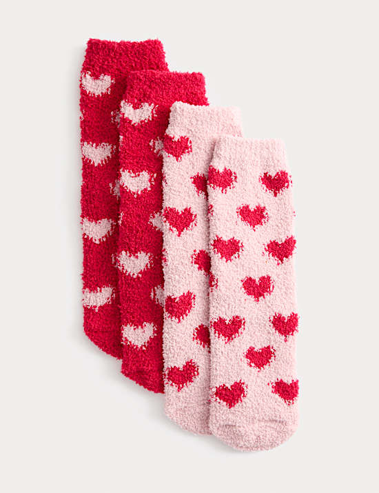 2pk Heart Cosy Slipper Socks