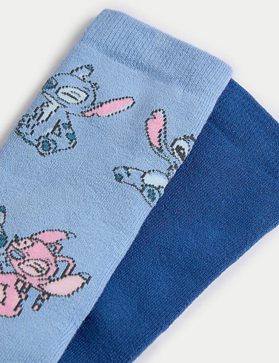 2pk Cotton Rich Lilo & Stitch&trade; Slipper Socks (6 Small - 7 Large)