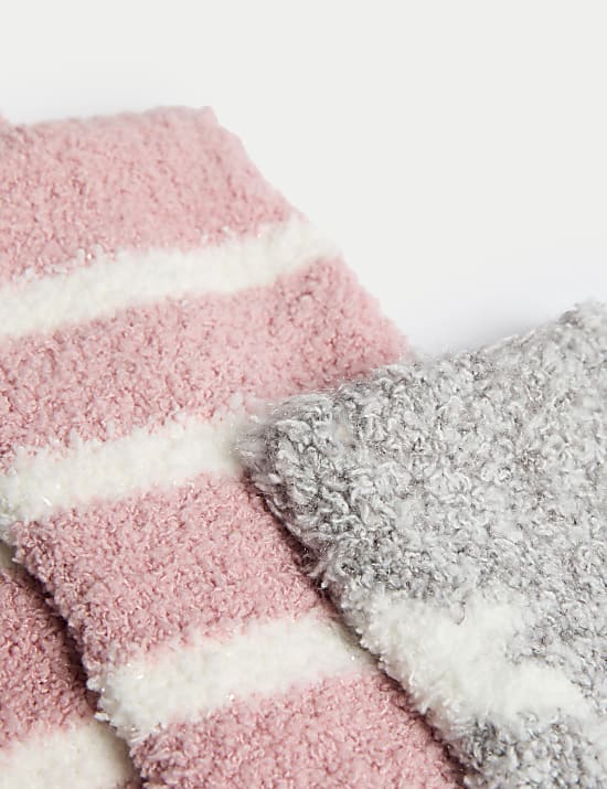 Ζεστές κάλτσες-παντόφλες με αστέρια και ρίγα (23-40,5), 2 ζευγάρια