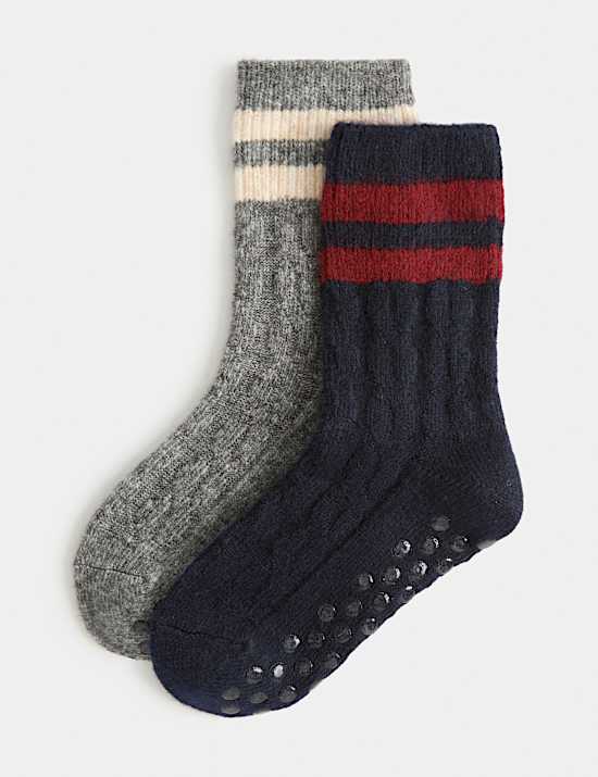 2 Pack Fluffy Sports Slipper Socks (6 Small-7 Large)