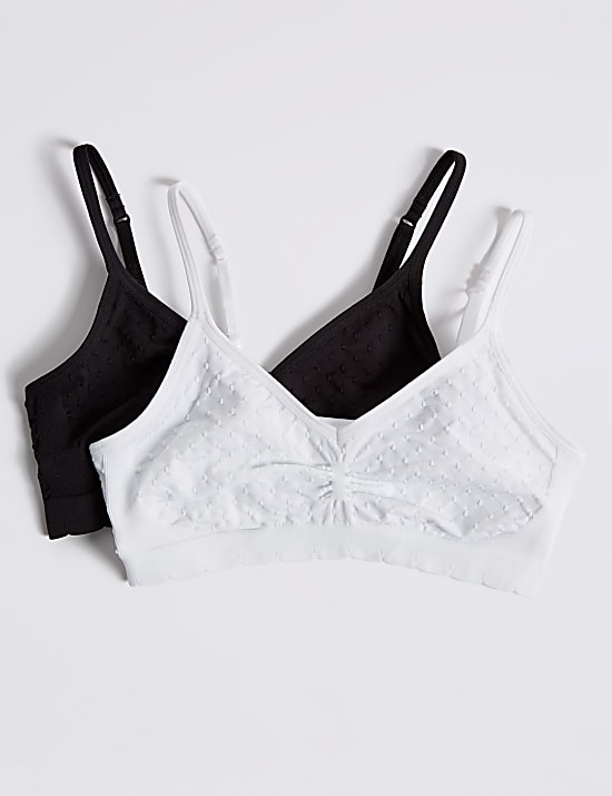 2 Pack Jacquard Spot Seamfree Cropped Tops (9-16 Yrs)