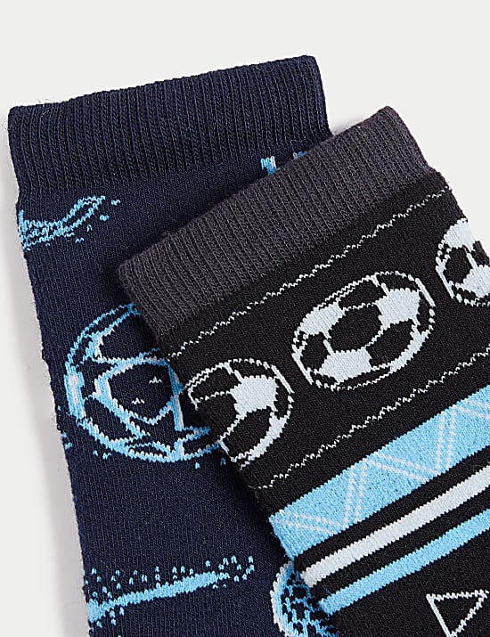 Κάλτσες-παντόφλες με σχέδιο μπλούζας Terry Football και υψηλή περιεκτικότητα σε βαμβάκι, σετ των 2 (6 Small - 7 Large)