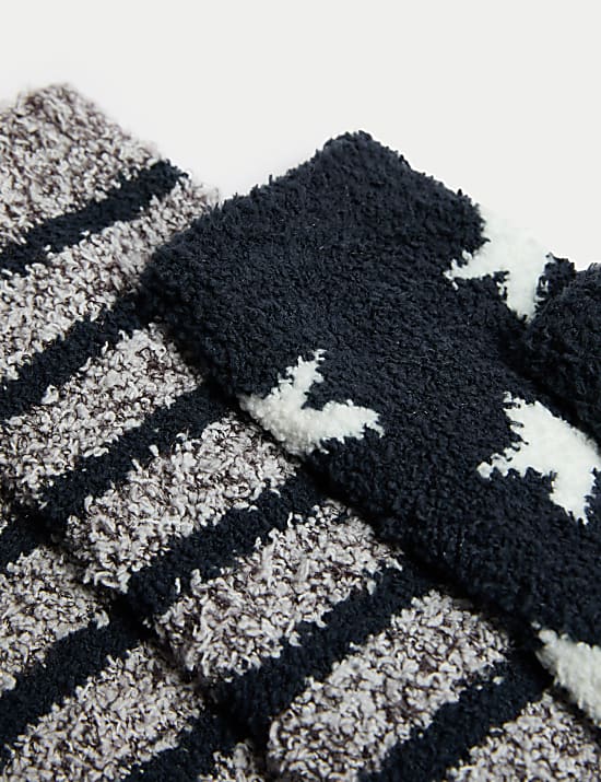 2pk Star and Stripe Cosy Slipper Socks