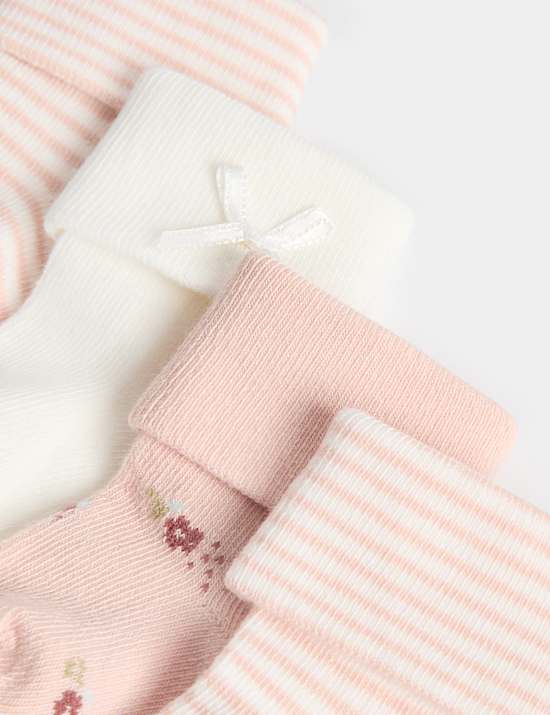 Lot de 5 paires de chaussettes en coton fleuri (3,2 kg-2 ans)