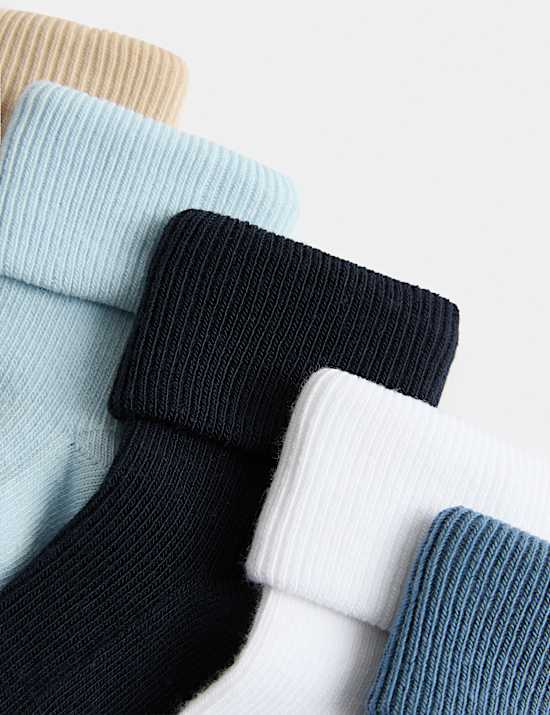 5pk Cotton Rich Ribbed Socks (0-2 Yrs)