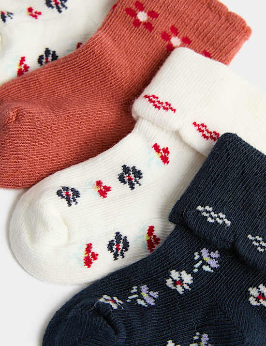 5 Pack Cotton Rich Crochet Floral Baby Socks