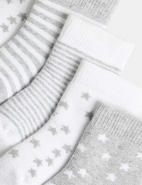 Pack de 5 pares de calcetines de algod&oacute;n de rizo con estampado de estrellas