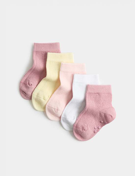 Pack de 5 pares de calcetines de algod&oacute;n antideslizantes (0-2 a&ntilde;os)