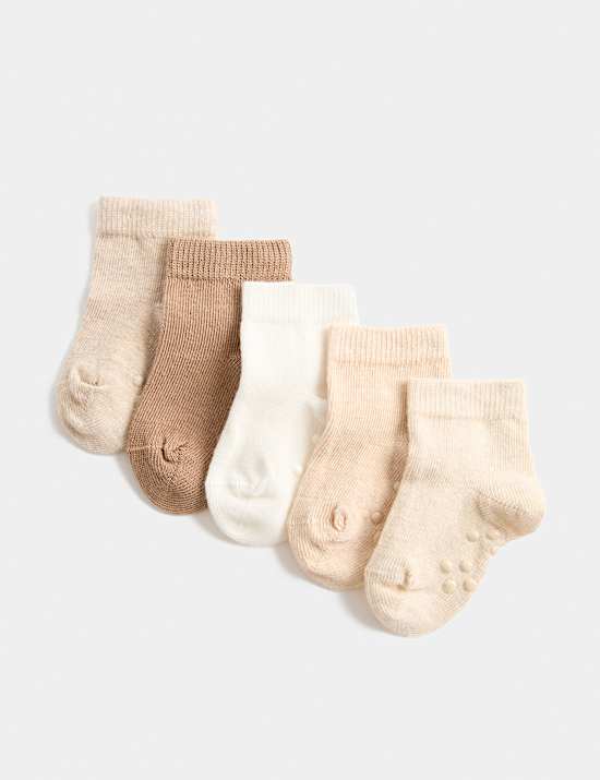 5 Pack Cotton Rich Gripper Baby Socks