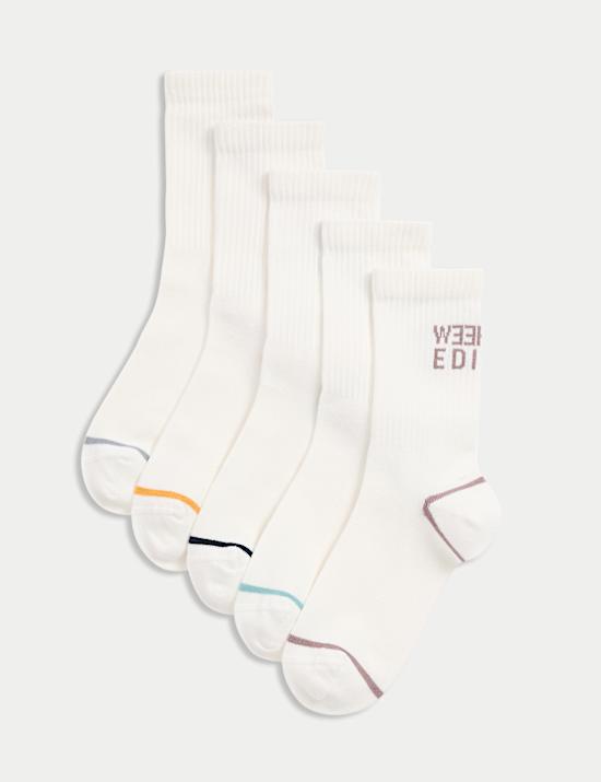 Lot de 5&nbsp;paires de chaussettes sport en coton côtelé (du 23 au 40,5)