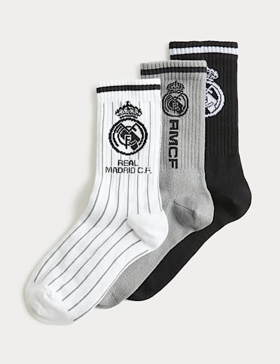 Pack de 3 pares de calcetines de algodón del Real Madrid (6 pequeño-7 grande)