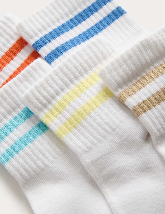 5pk Cotton Rich Sports Rib Quarter Length Socks
