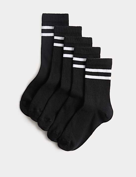 Lot de 5 paires de chaussettes sport en coton &agrave; rayures (du 23 au 40,5)