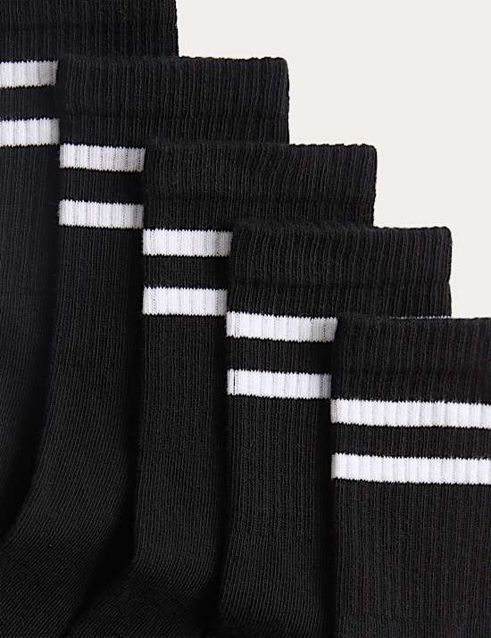 Lot de 5 paires de chaussettes sport en coton &agrave; rayures (du 23 au 40,5)