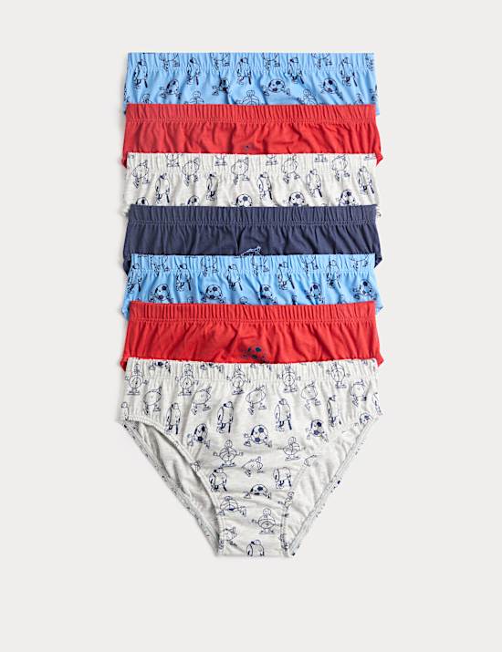 Lot de 7 slips sport 100 % coton imprim&eacute; (du 18 mois au 14 ans)