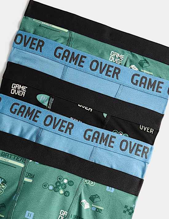 5 Pack Cotton Rich Gaming Trunks (5-16 Yrs)