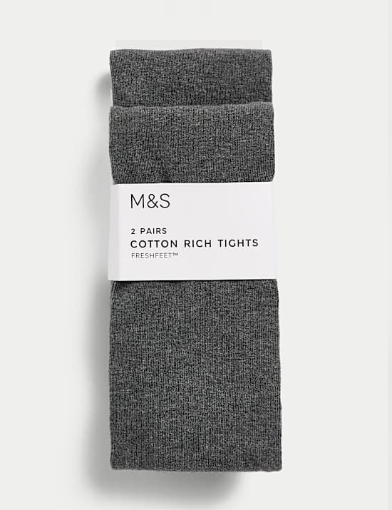 2pk Cotton Rich School Tights (2-16 Yrs)