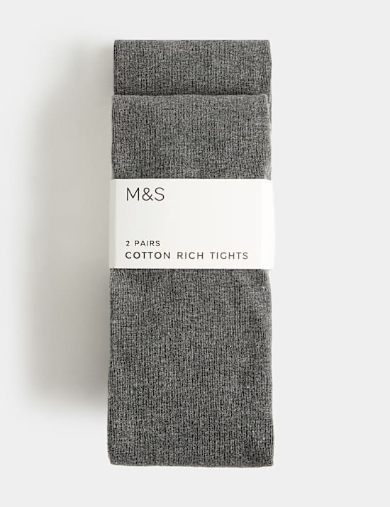 Lot de 2 paires de collants en coton parfaits pour l&rsquo;&eacute;cole (du 2 au 16 ans)