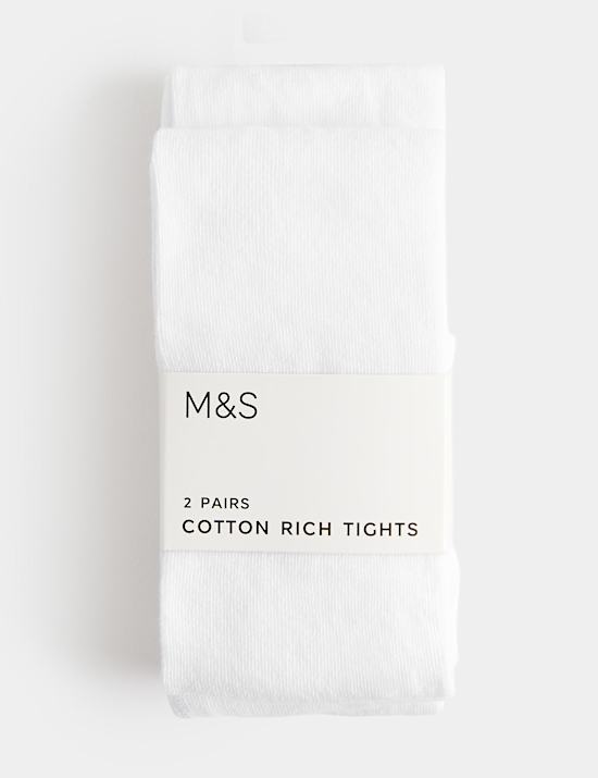 2 Pack Cotton Rich School Tights (2-16 Yrs)