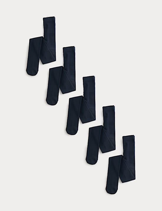 Lot de 5 paires de collants pour l'&eacute;cole en coton (du 2 au 16 ans)