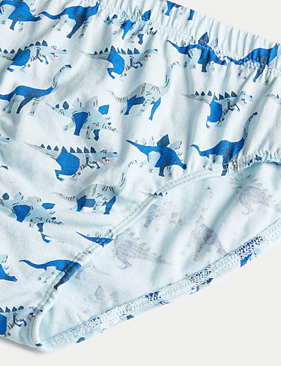 7pk Pure Cotton Dinosaur Briefs (2-10 Yrs)