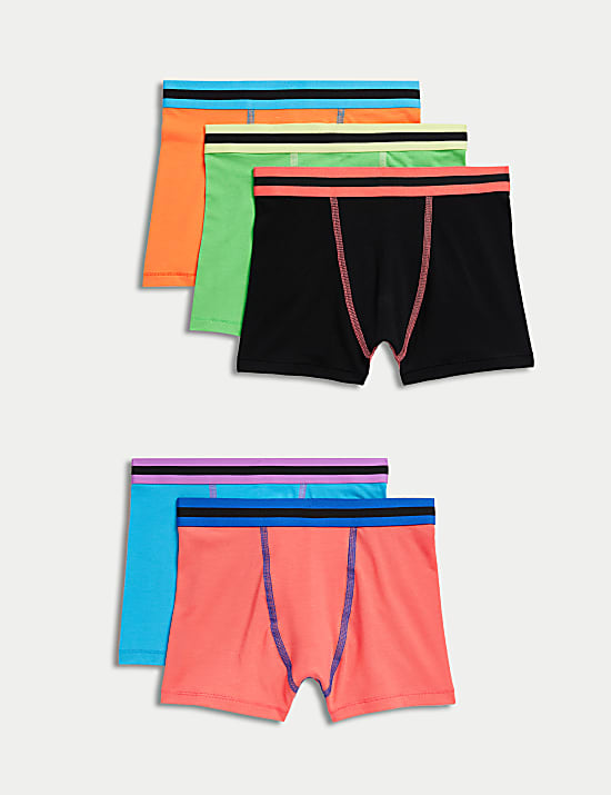 5pk Cotton with Stretch Bright Trunks (5-16 Yrs)