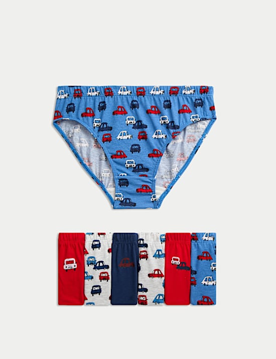 7pk Pure Cotton Car Print Briefs (2-8 Yrs)